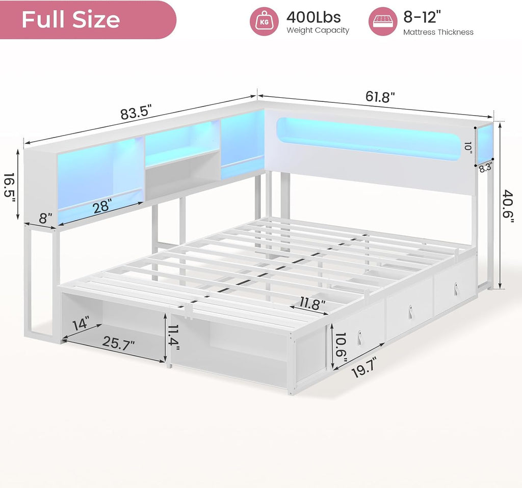RGB Full Storage Corner Daybed Frame