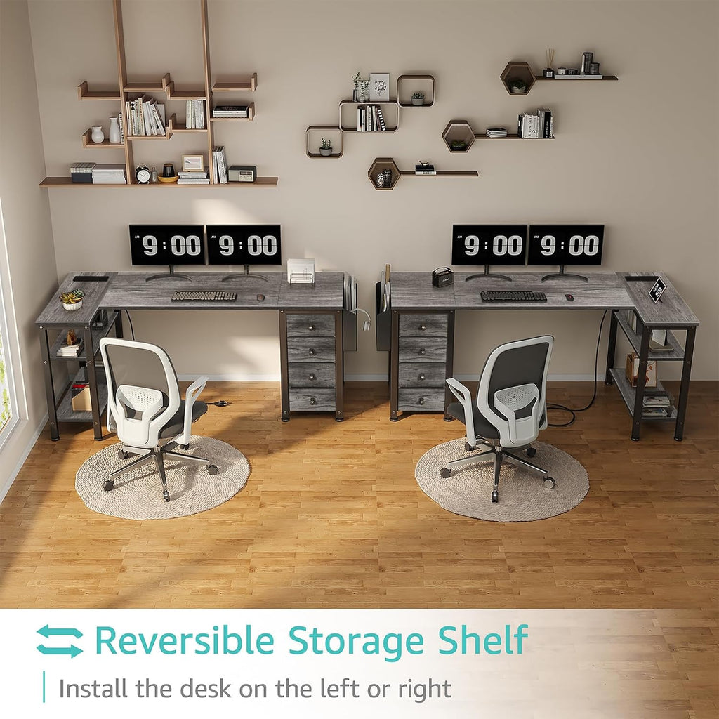 L-Shaped Storage Gaming Computer Desk
