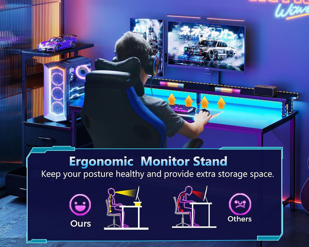 RGB Reversible Gaming Desk PC Stand
