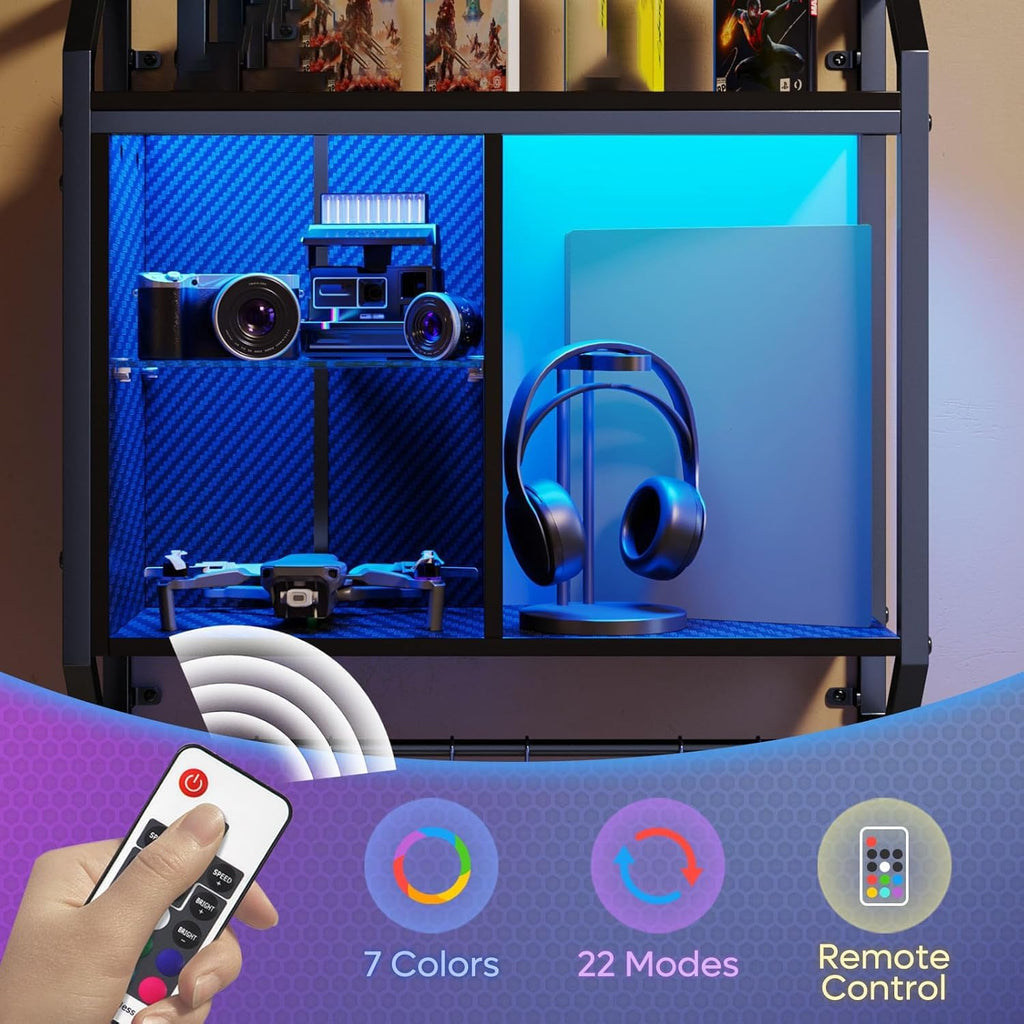 LED Glass Pipe Gaming Wall Shelves