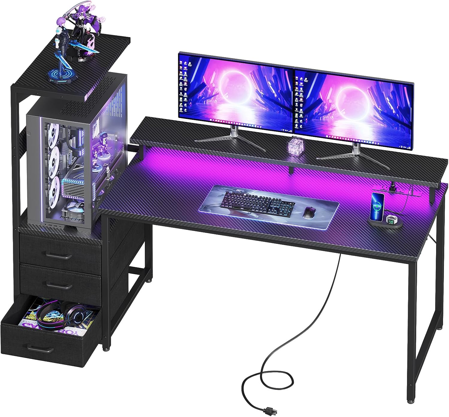 RGB Reversible Gaming Desk PC Stand