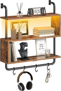 LED Pipe 3-Tier Floating Wall Shelves