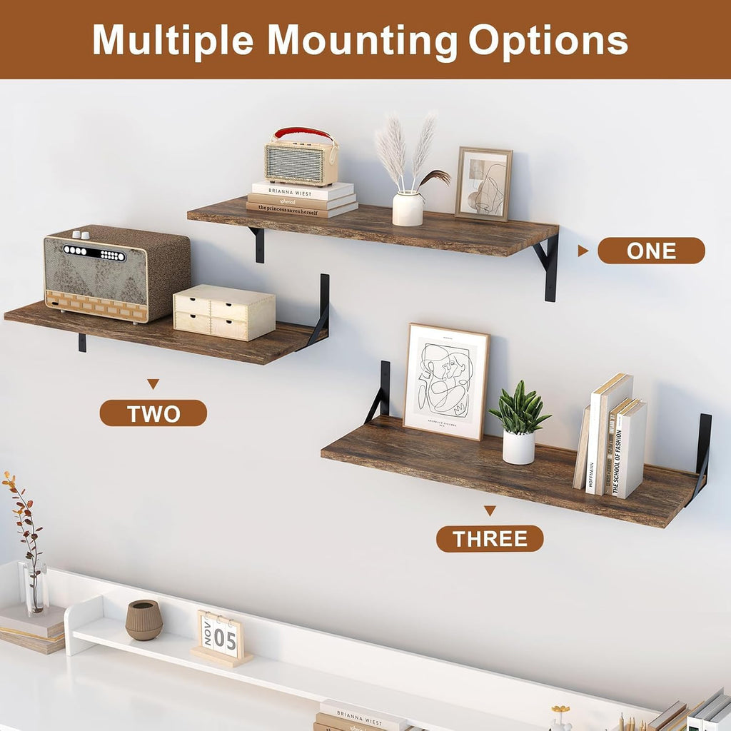 Wood Floating Wall Mount Display Shelves