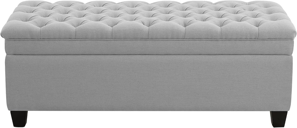 Fabric Tufted Wood Leg Storage Bench