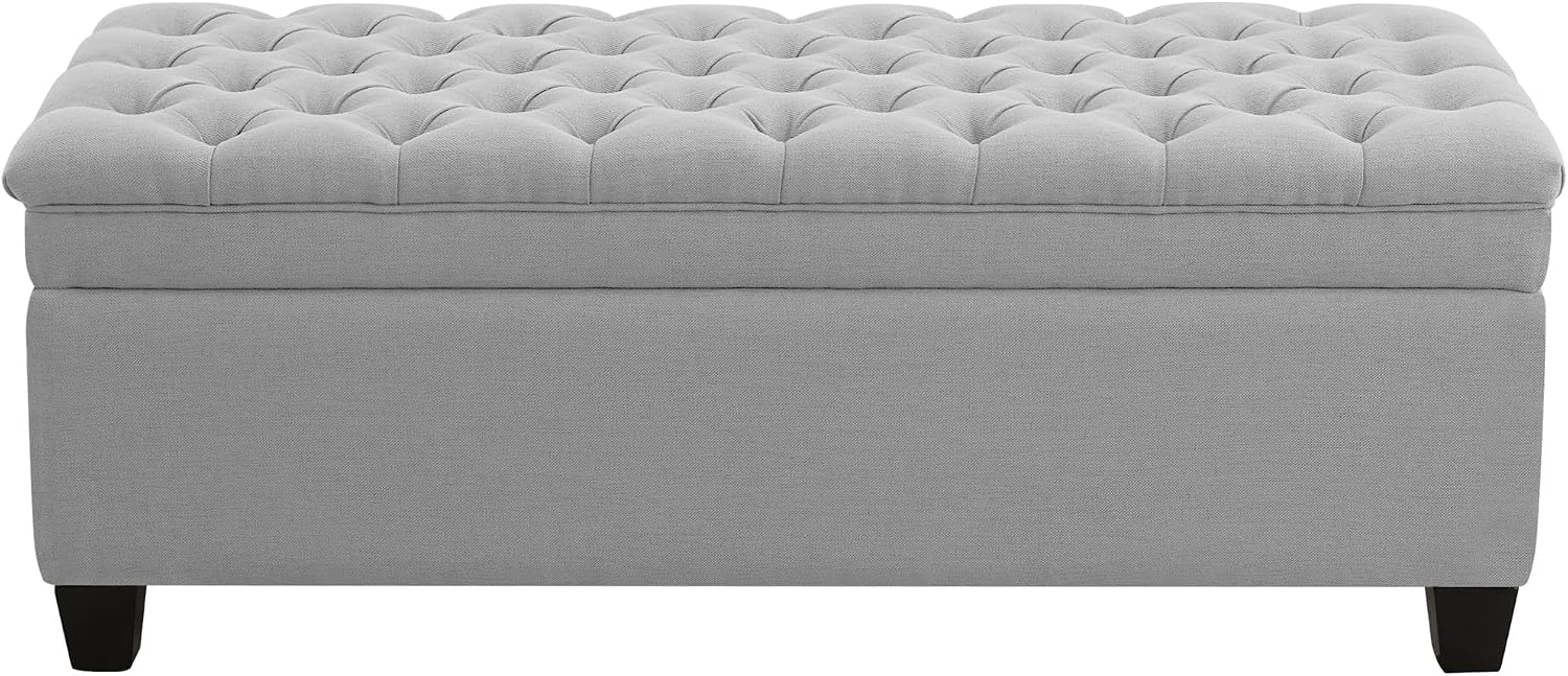 Fabric Tufted Wood Leg Storage Bench