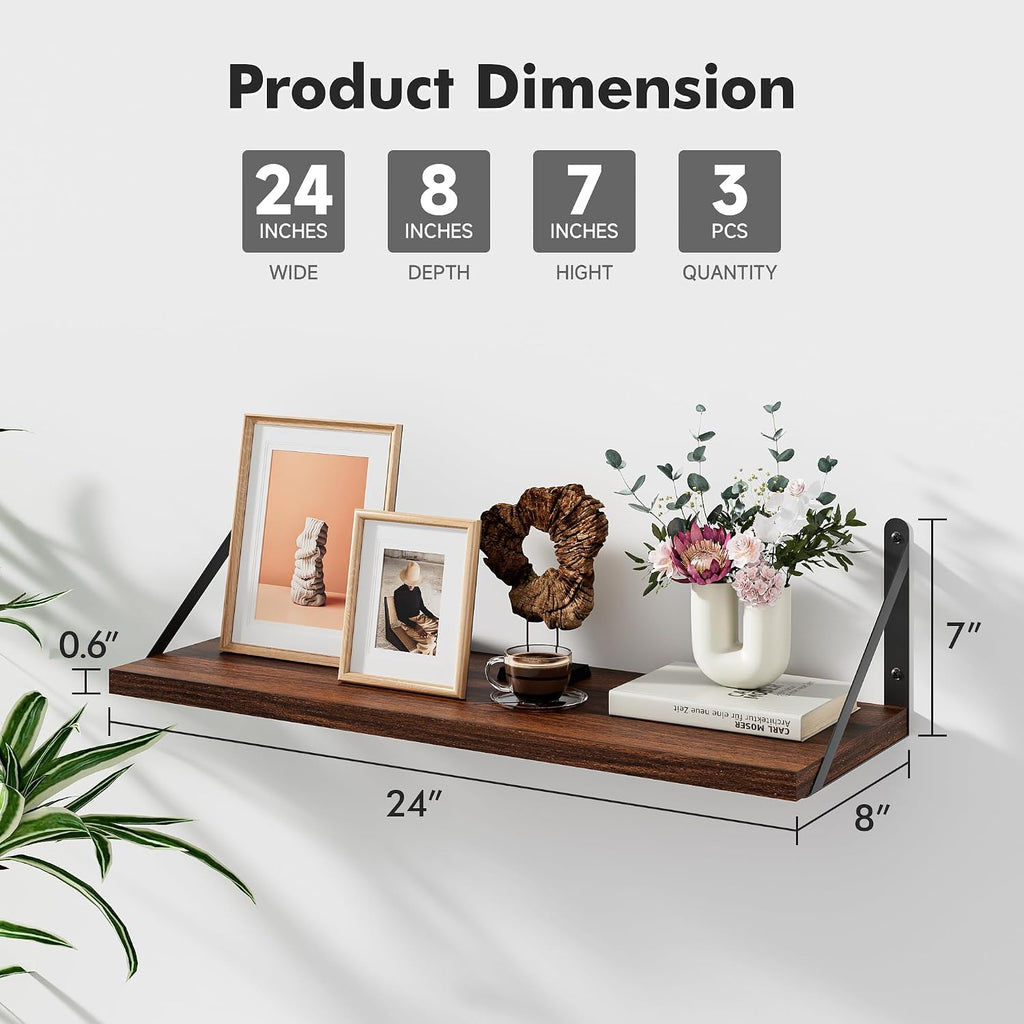 Wood Wall Mount Floating Storage Shelves
