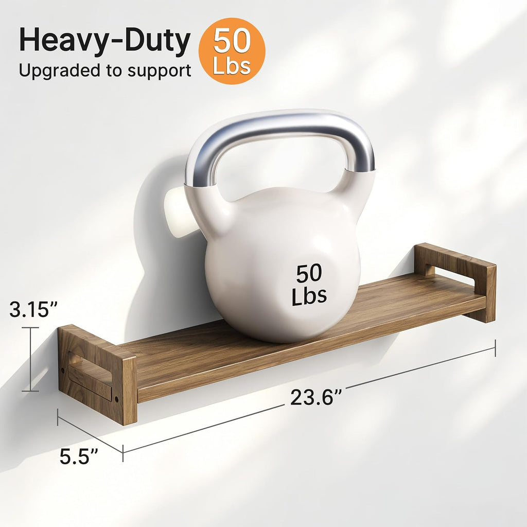 Rustic Solid Wood Floating Wall Shelves