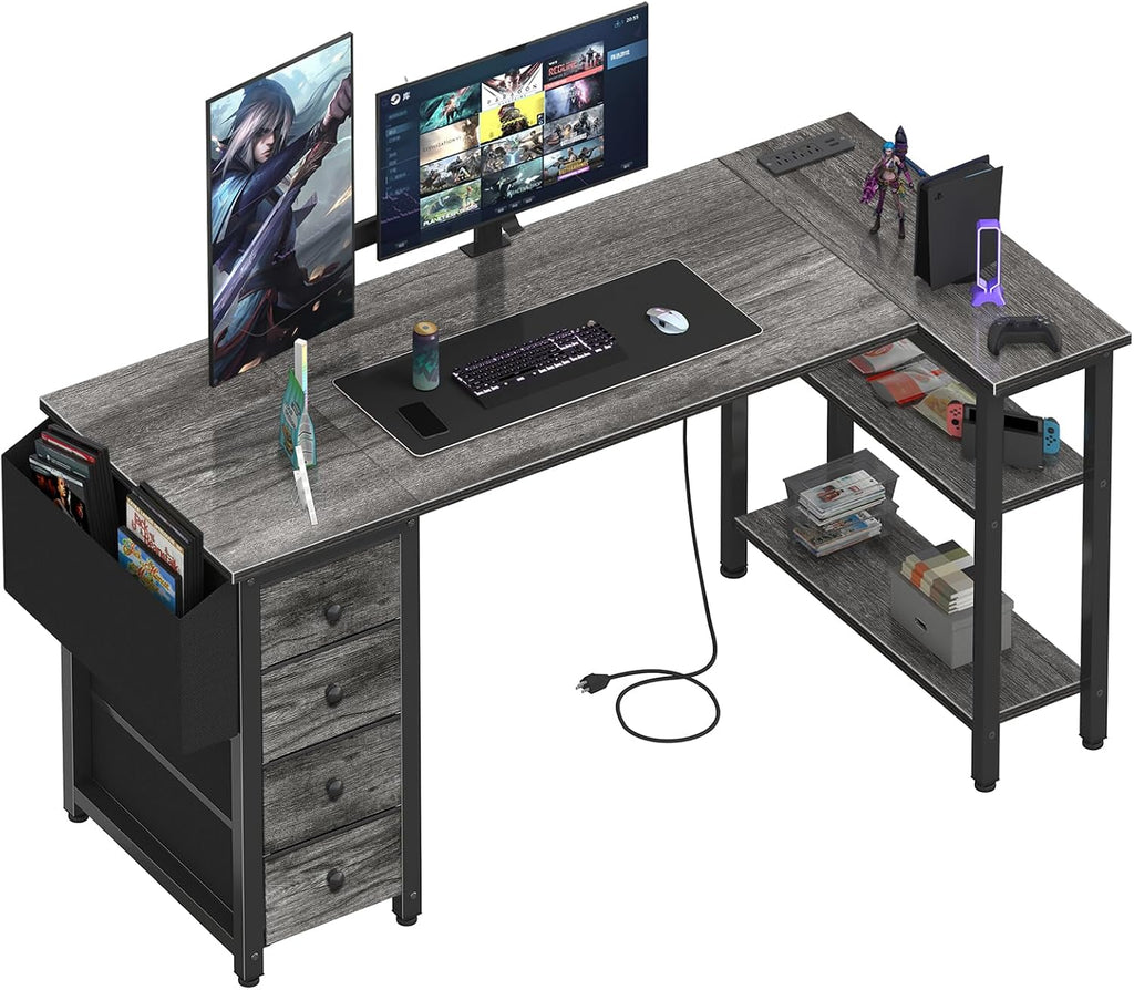 L-Shaped Storage Gaming Computer Desk