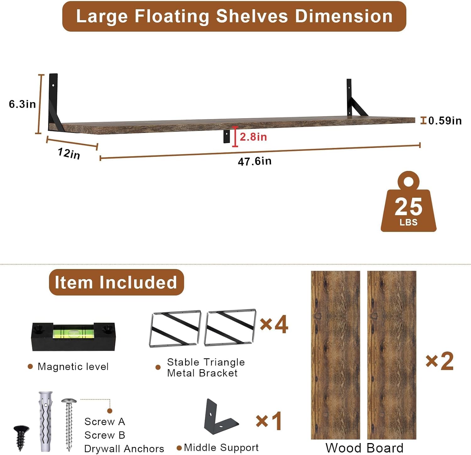 Wood Floating Wall Mount Display Shelves