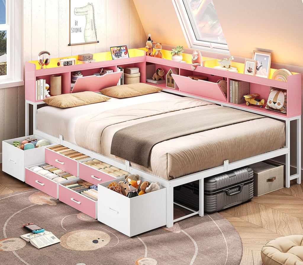 LED Full Storage Corner Daybed Frame