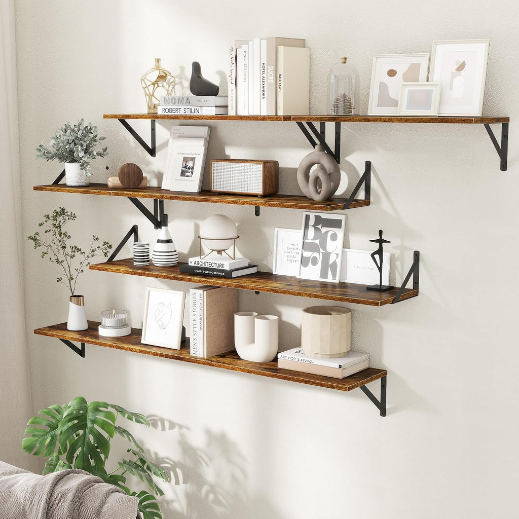 Rustic Wood Wall Floating Storage Shelves