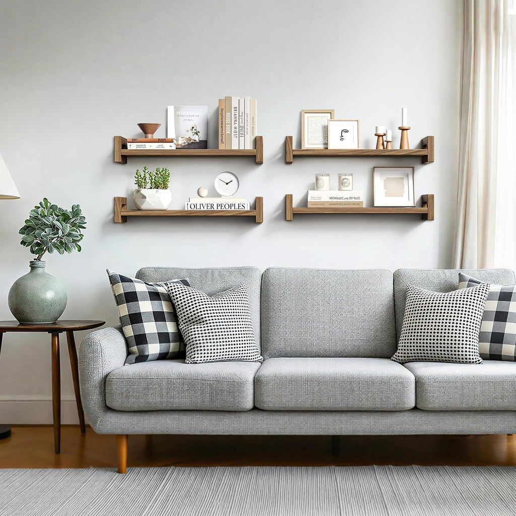 Rustic Solid Wood Floating Wall Shelves