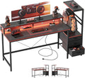 LED Reversible Gaming Desk with Drawers
