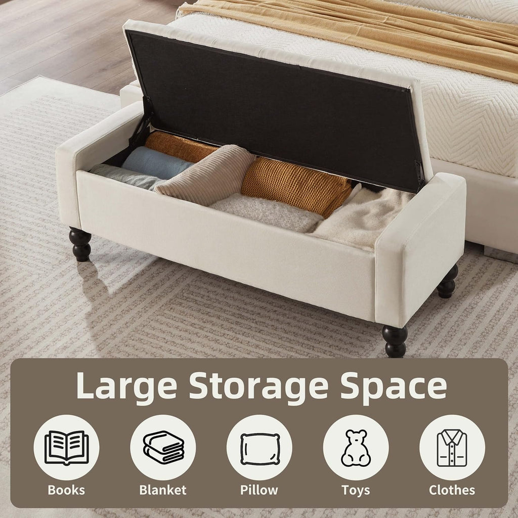 Tufted Upholstered Storage Ottoman Bench