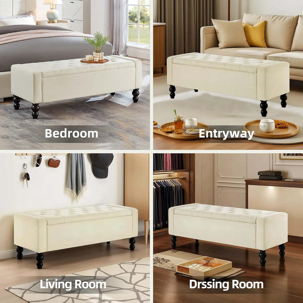 Tufted Upholstered Storage Ottoman Bench