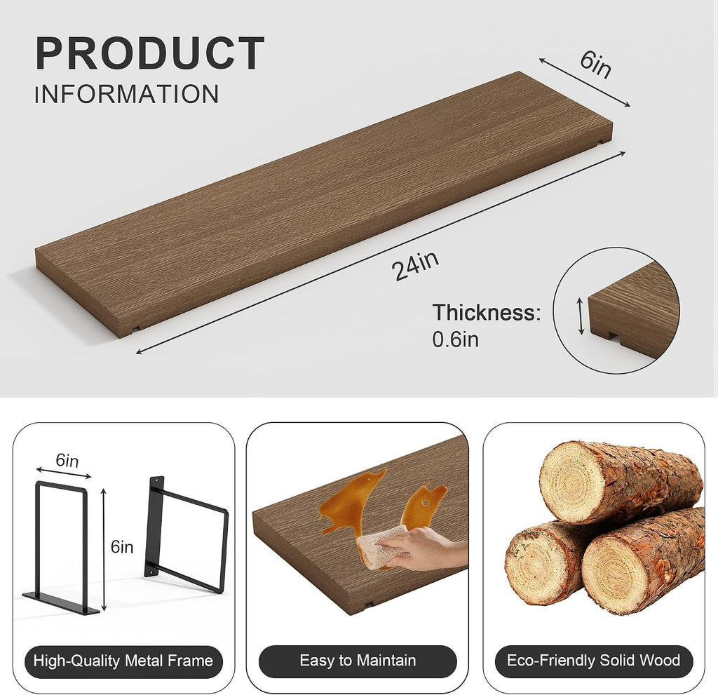 Rustic Wood Wall Floating Decor Shelves