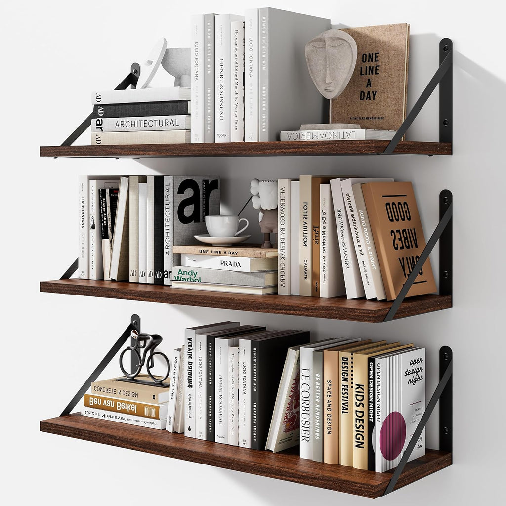Wood Wall Mount Floating Storage Shelves