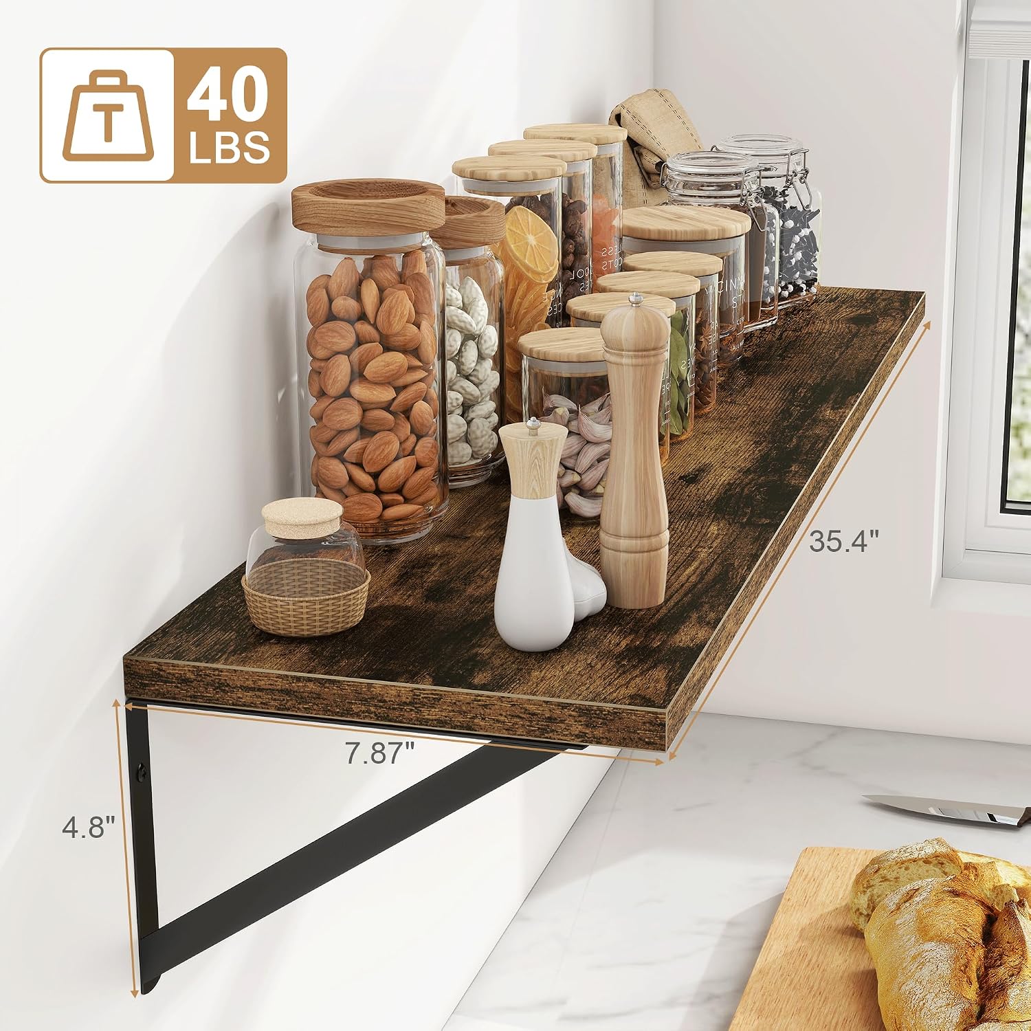 Rustic Wood Floating Wall Storage Shelves