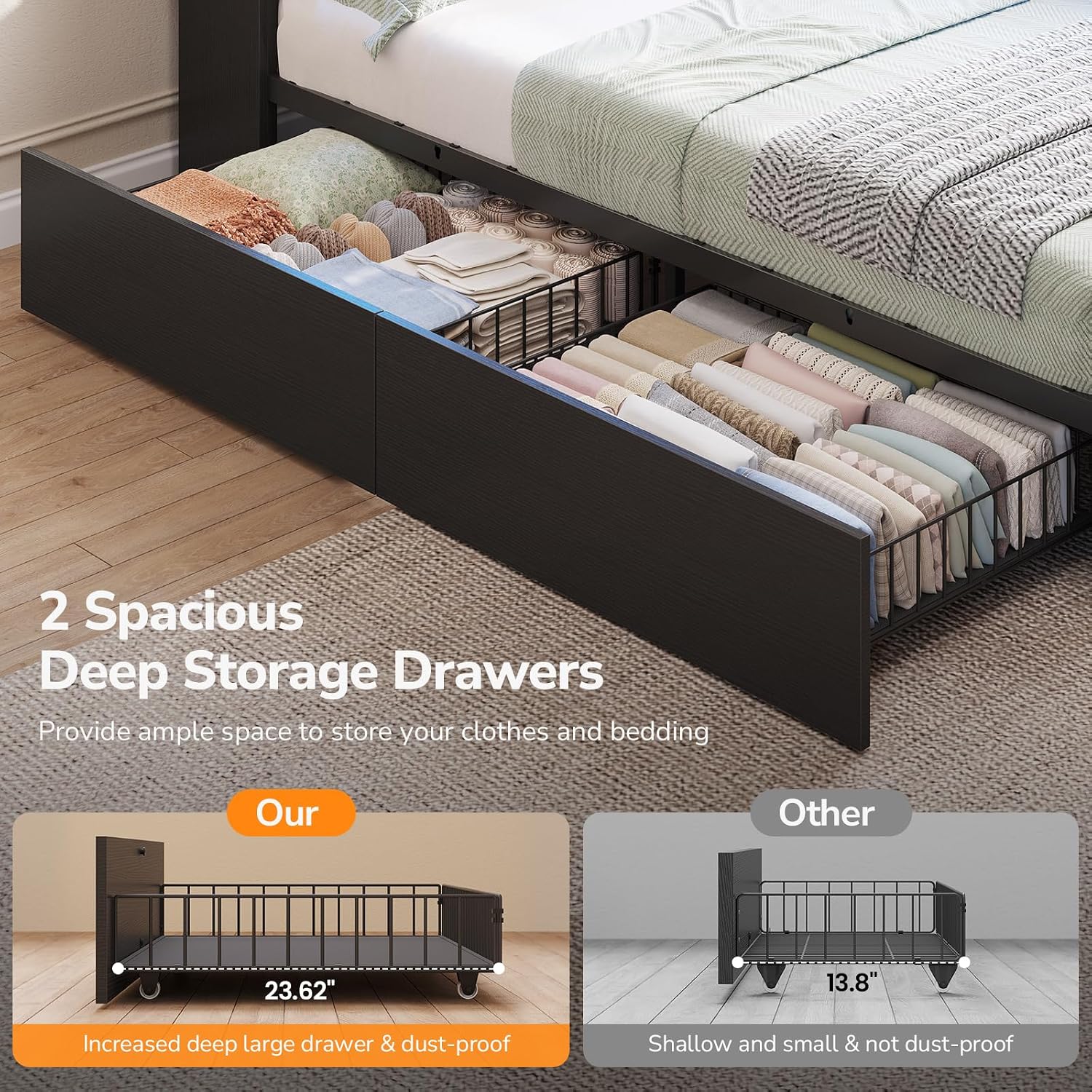 LED Twin Wood Storage Corner Daybed
