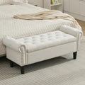 Linen Tufted Arm Storage Ottoman Bench
