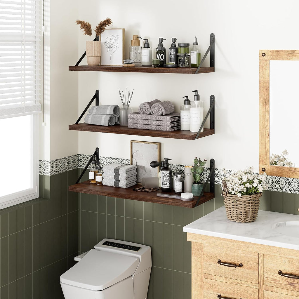 Wood Wall Mount Floating Storage Shelves