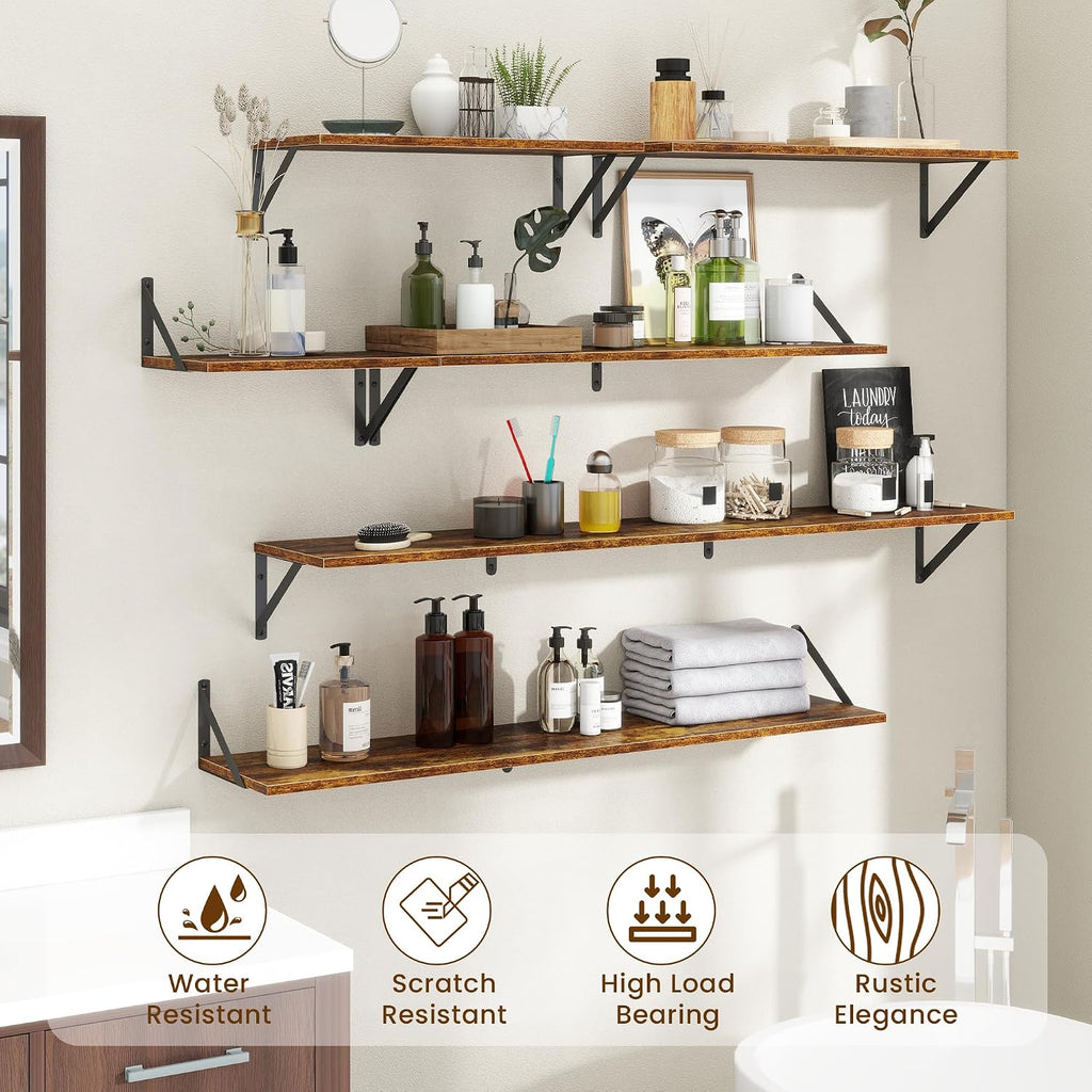 Rustic Wood Wall Floating Storage Shelves