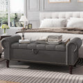 Faux Leather Armed Tufted Storage Bench