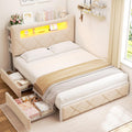 LED Velvet Storage Upholstered Bed