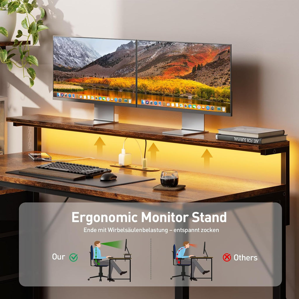 LED Gaming Desk Power Drawer Hooks