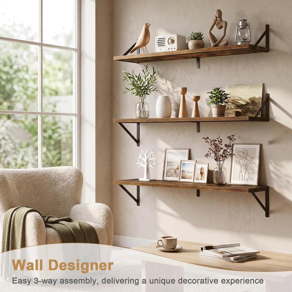 Rustic Wood Floating Wall Storage Shelves