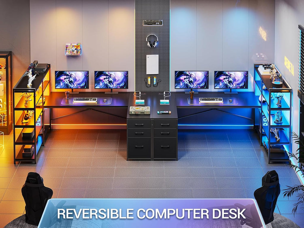 LED Reversible L-Shaped Gaming Desk