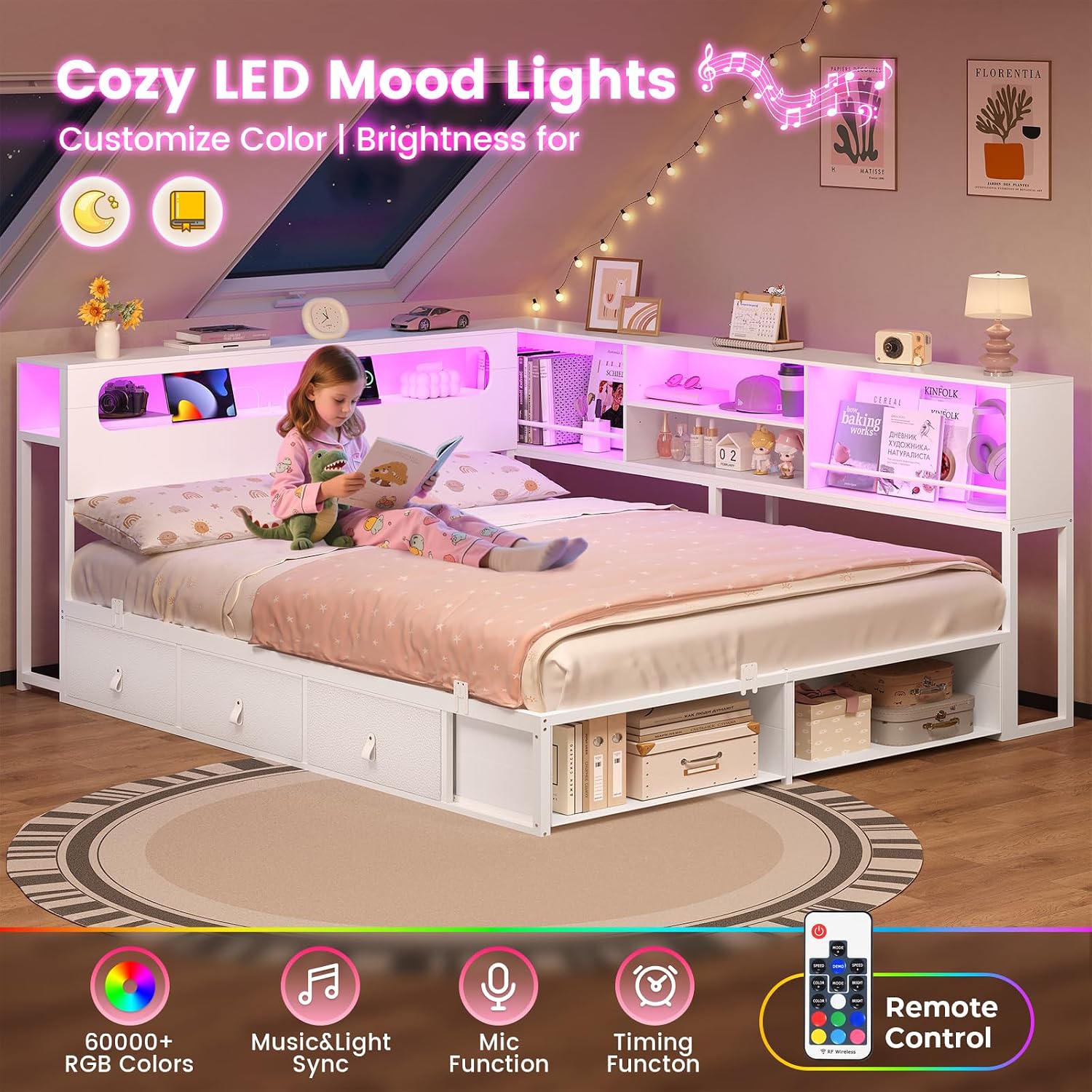RGB Full Storage Corner Daybed Frame
