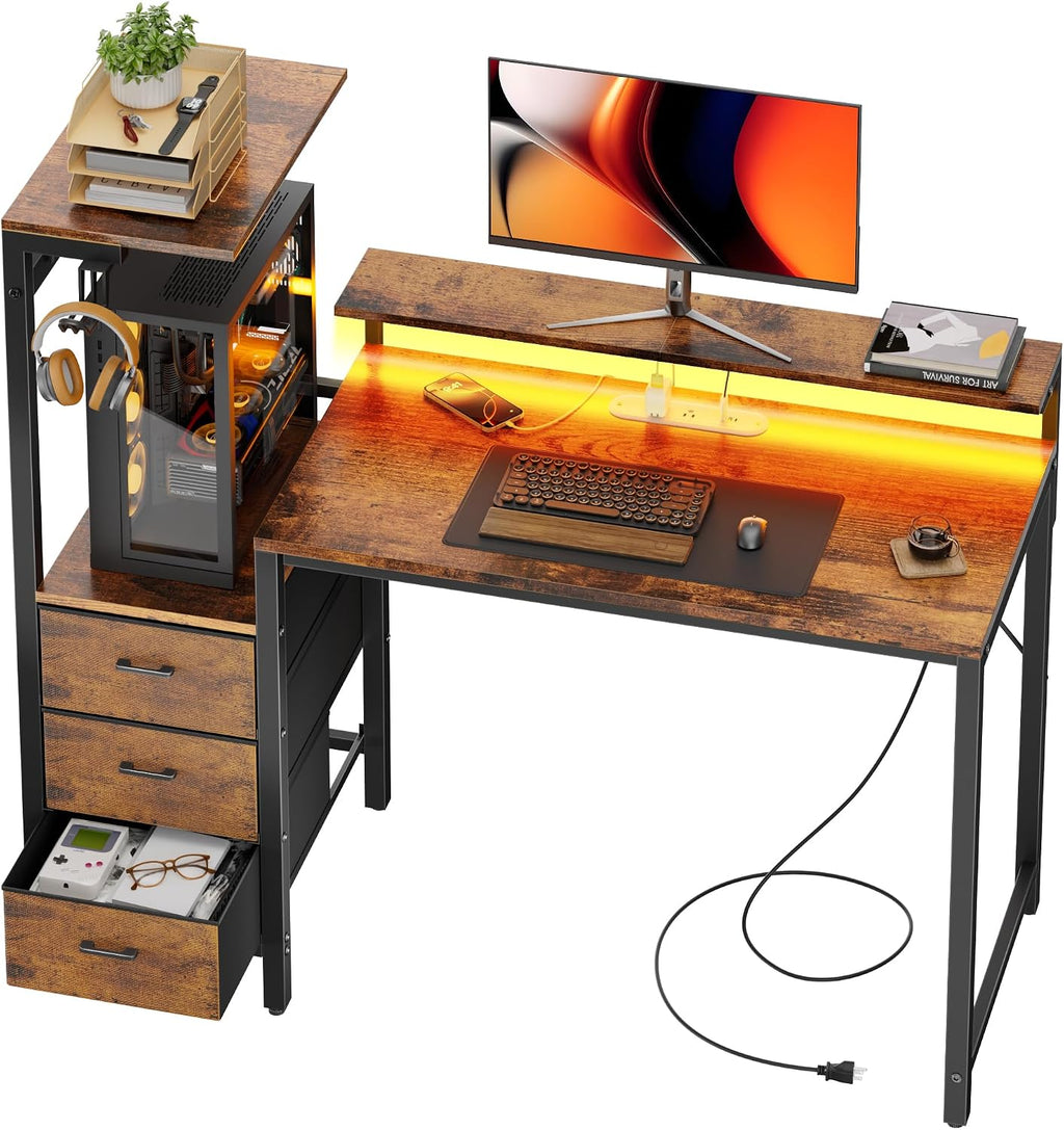 LED Gaming Desk Power Drawer Hooks