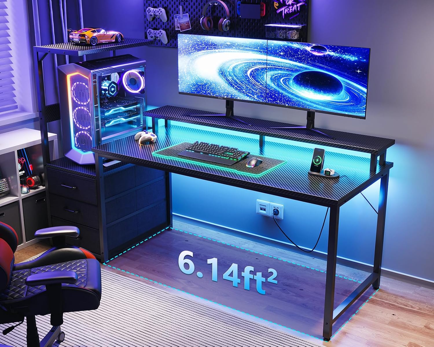 RGB Reversible Gaming Desk PC Stand