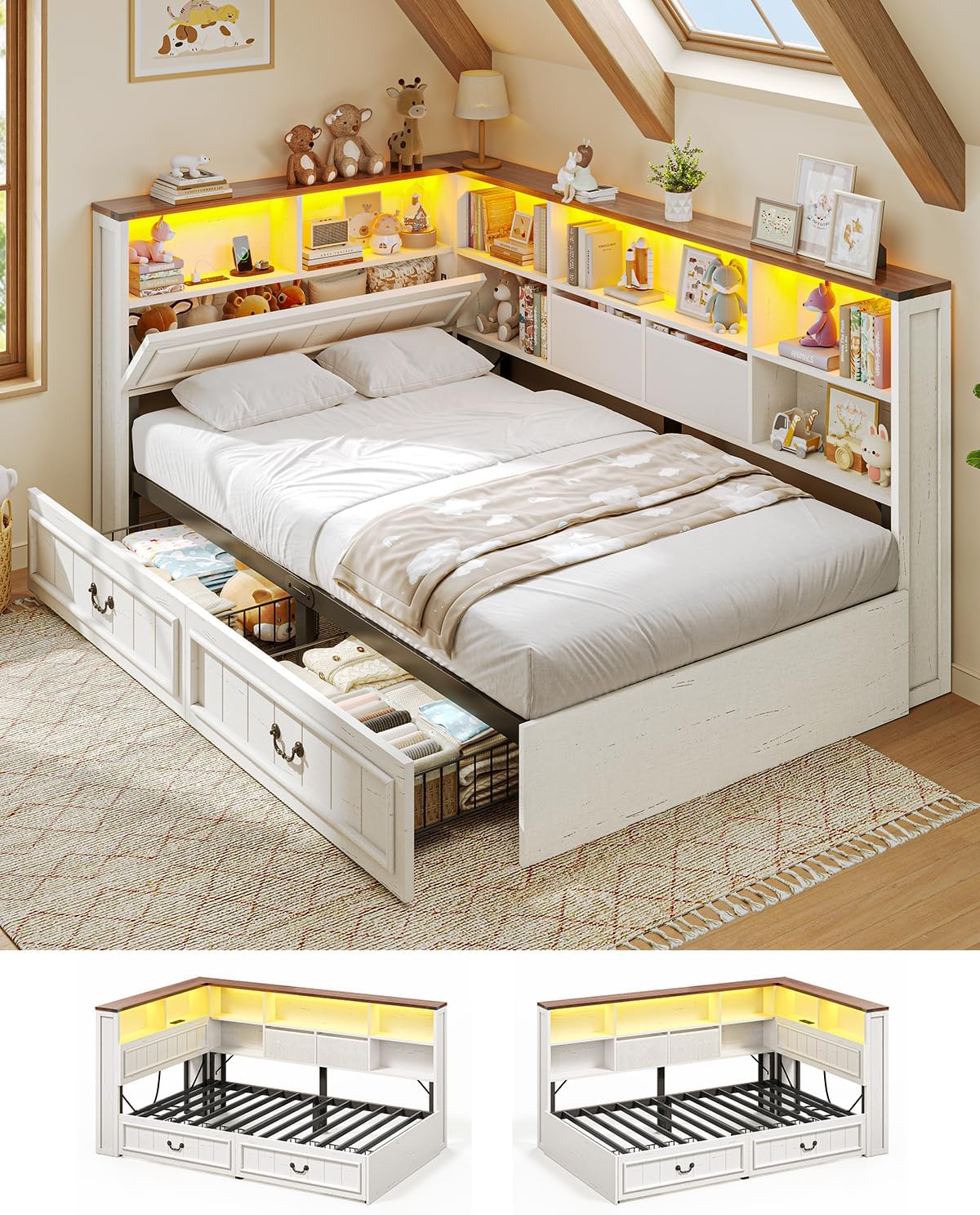 LED Twin Storage Farmhouse Daybed