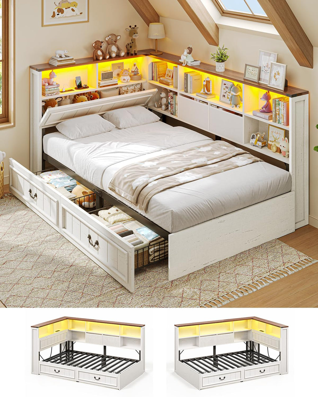 LED Twin Storage Farmhouse Daybed