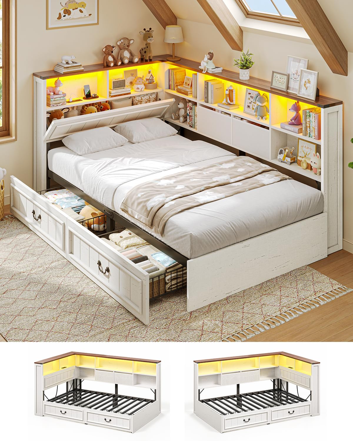 LED Twin Storage Farmhouse Daybed