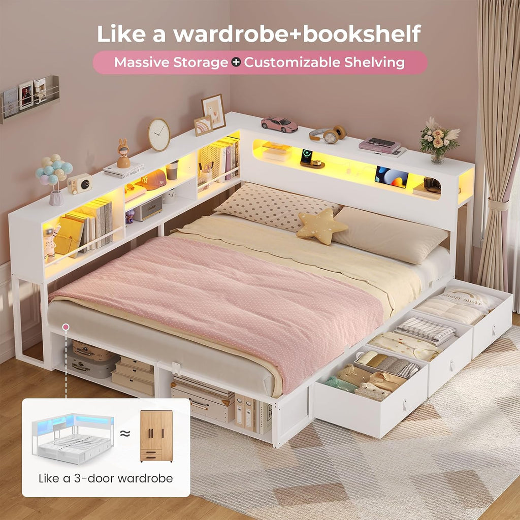 RGB Full Storage Corner Daybed Frame