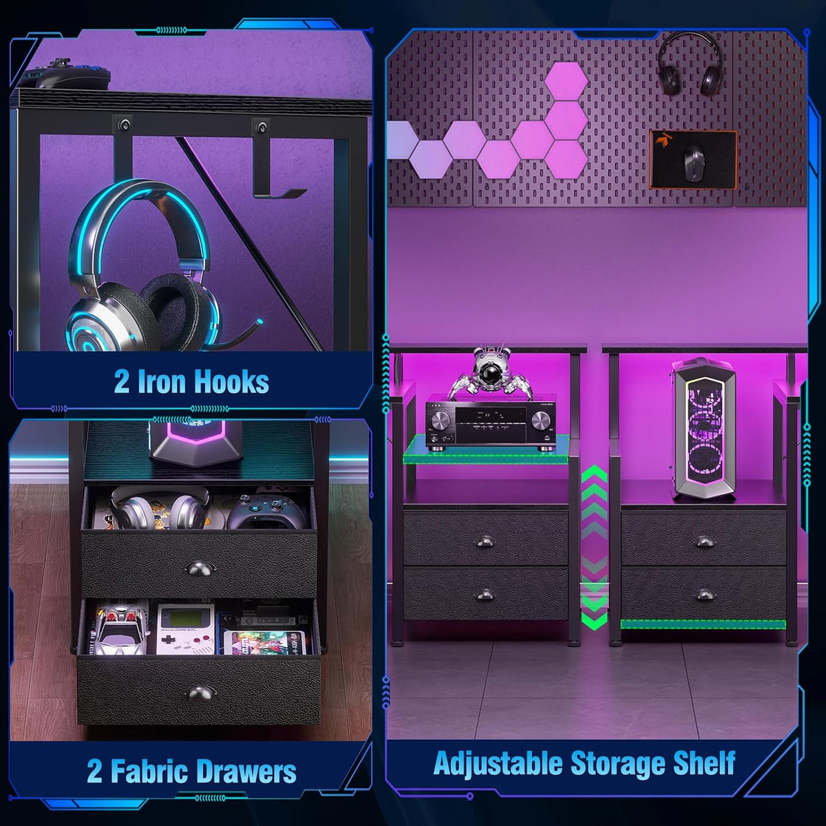 LED Reversible L-Shaped Gaming Desk
