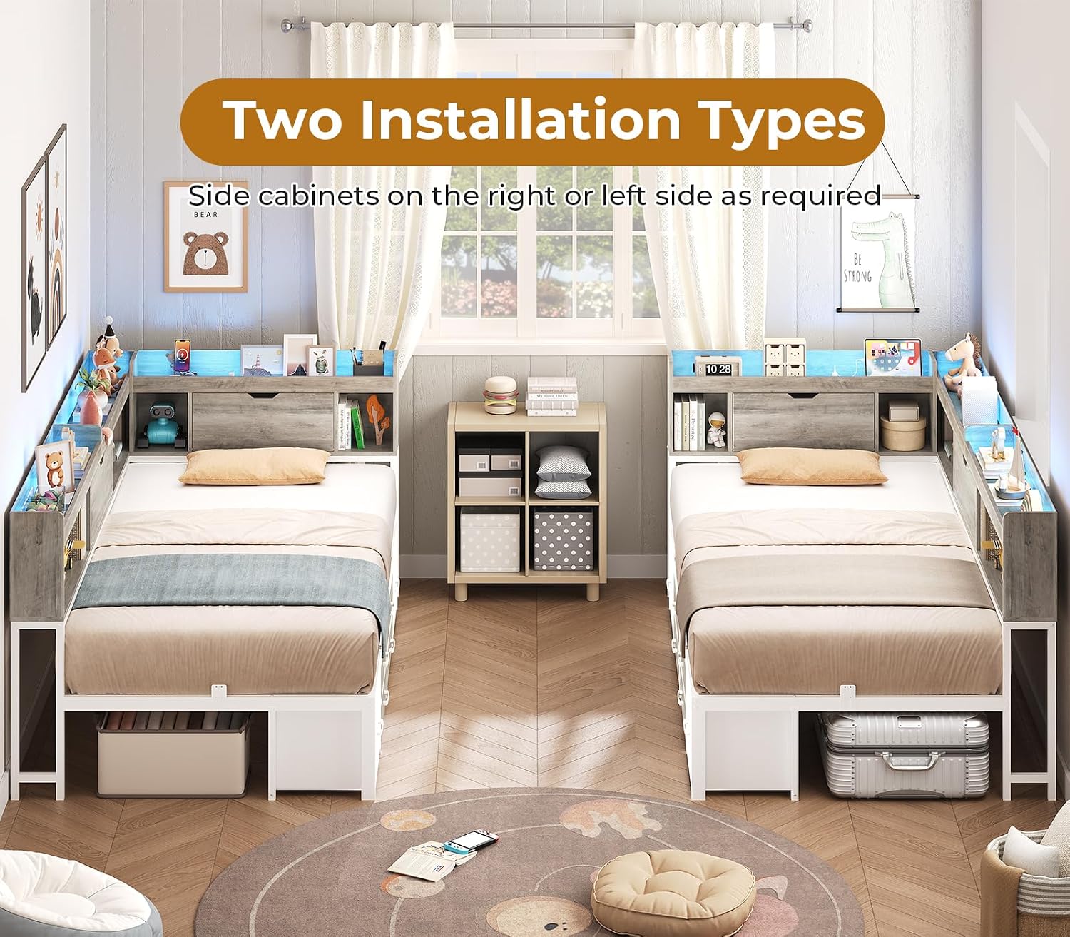LED Twin Storage Corner Daybed Frame