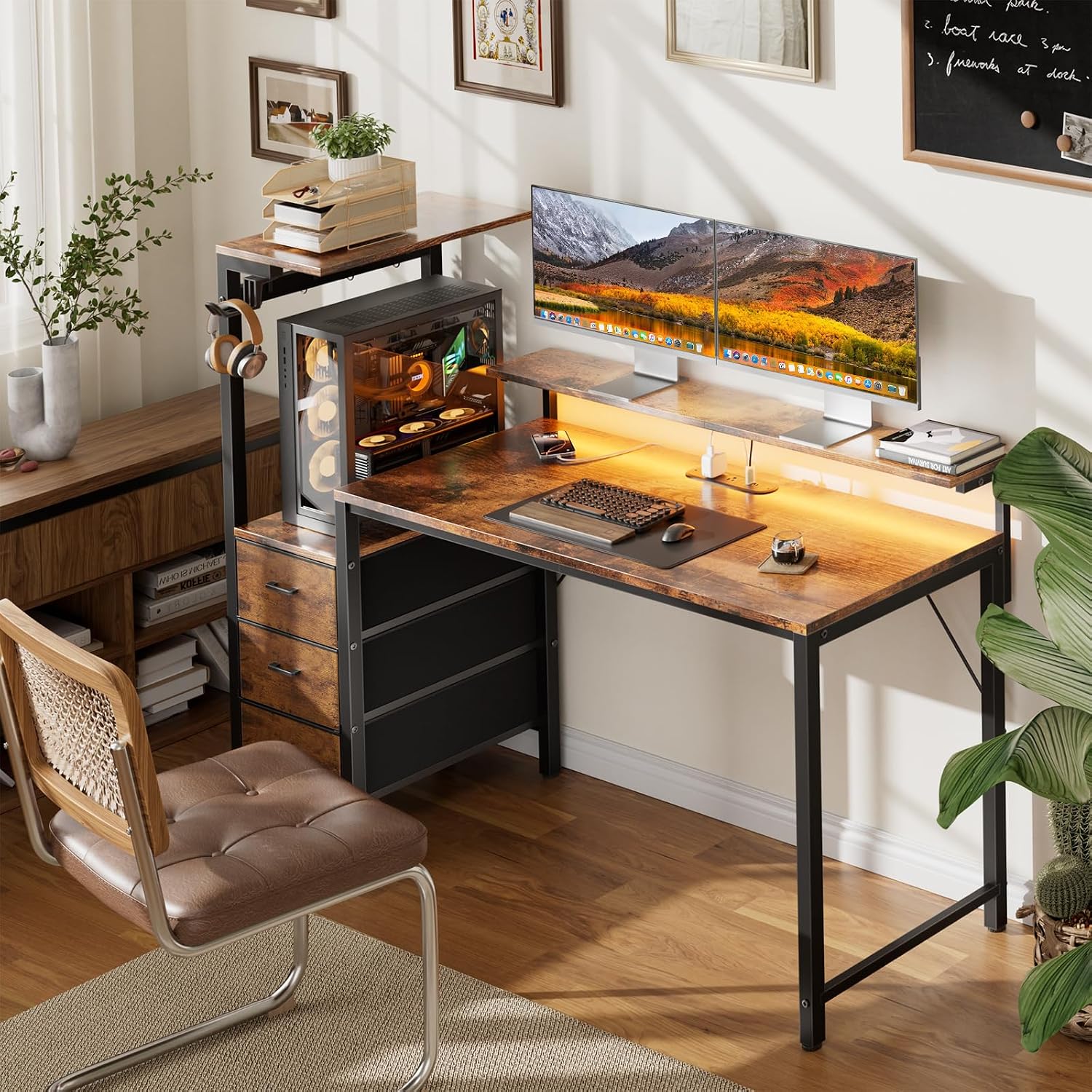 LED Gaming Desk Power Drawer Hooks