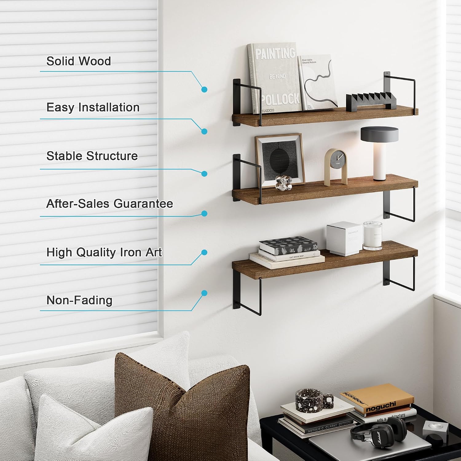 Rustic Wood Wall Floating Decor Shelves
