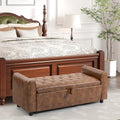 PU Leather Armed Tufted Storage Bench